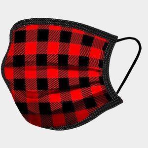 Red and black Buffalo check print cotton mask